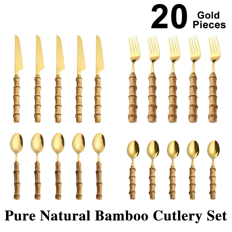 Stainless Steel Bamboo Cutlery Set