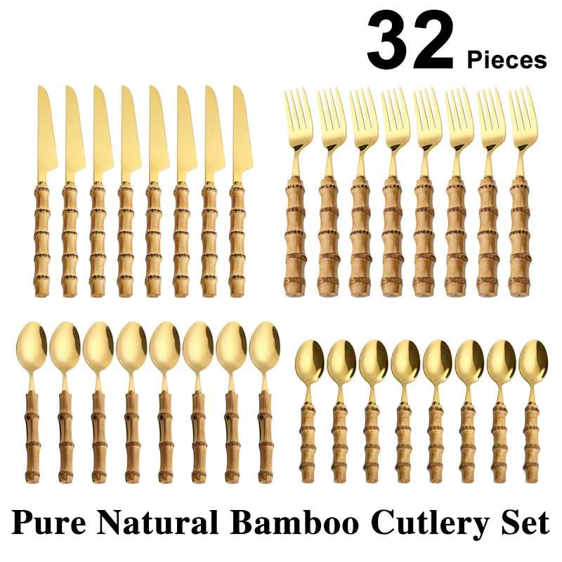 Stainless Steel Bamboo Cutlery Set