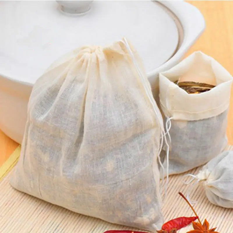 New Cotton Muslin Drawstring Bags for Soap Herbs Tea