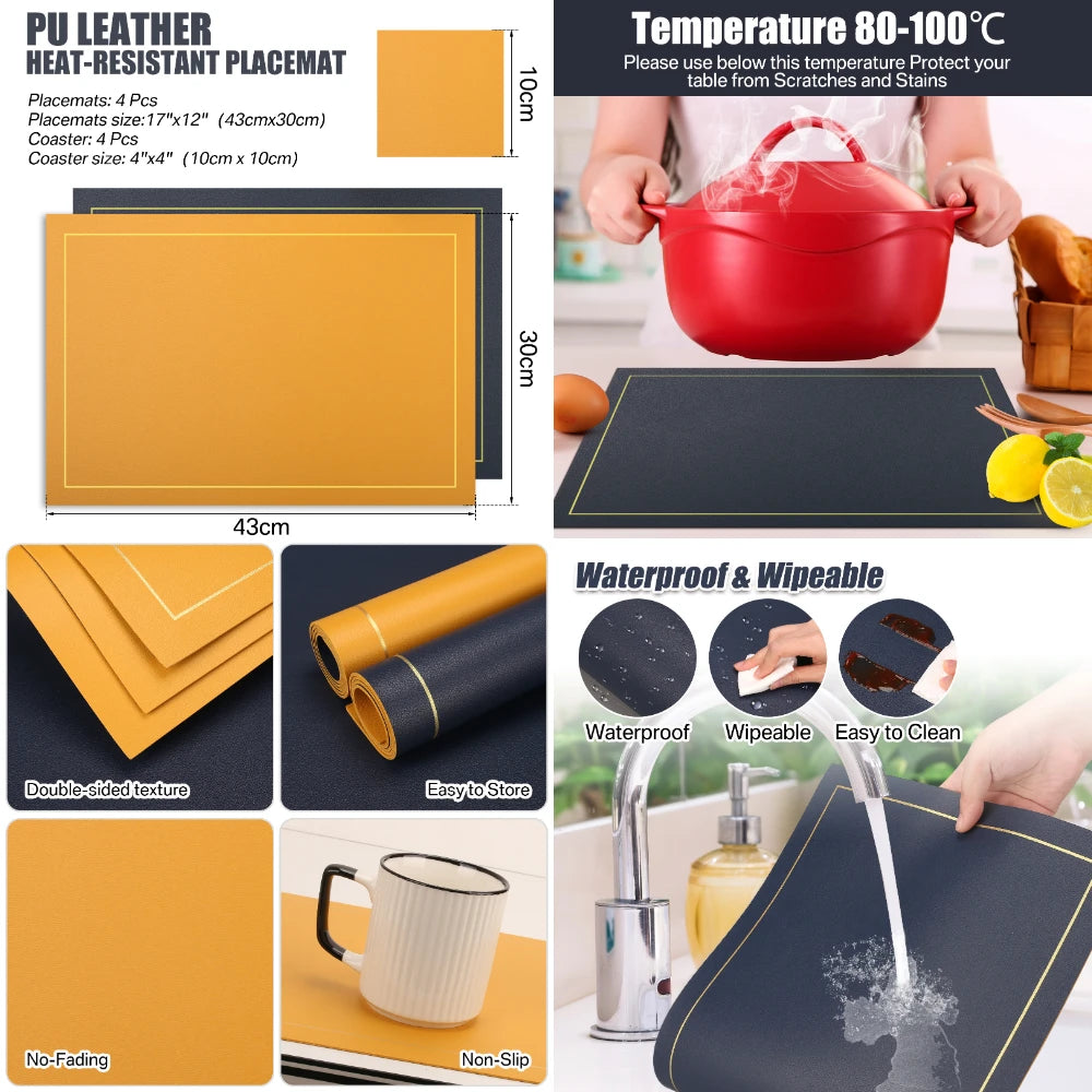 Leather Placemat & Coaster Set
