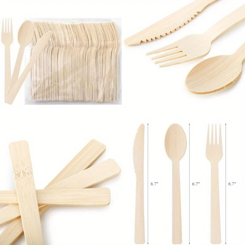 Natural Disposable Bamboo Tableware Set