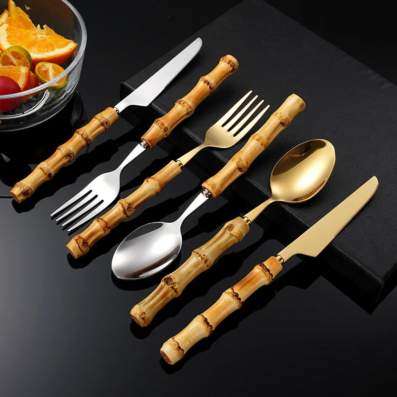 Stainless Steel Bamboo Cutlery Set