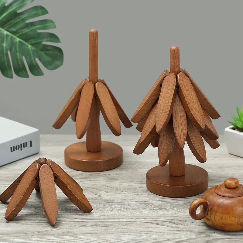 Artisanal Wooden Coasters Trivets Set