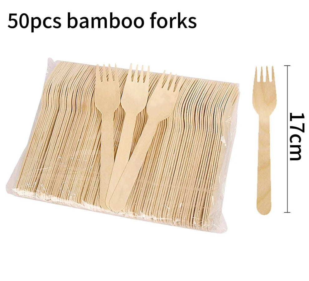 Natural Disposable Bamboo Tableware Set