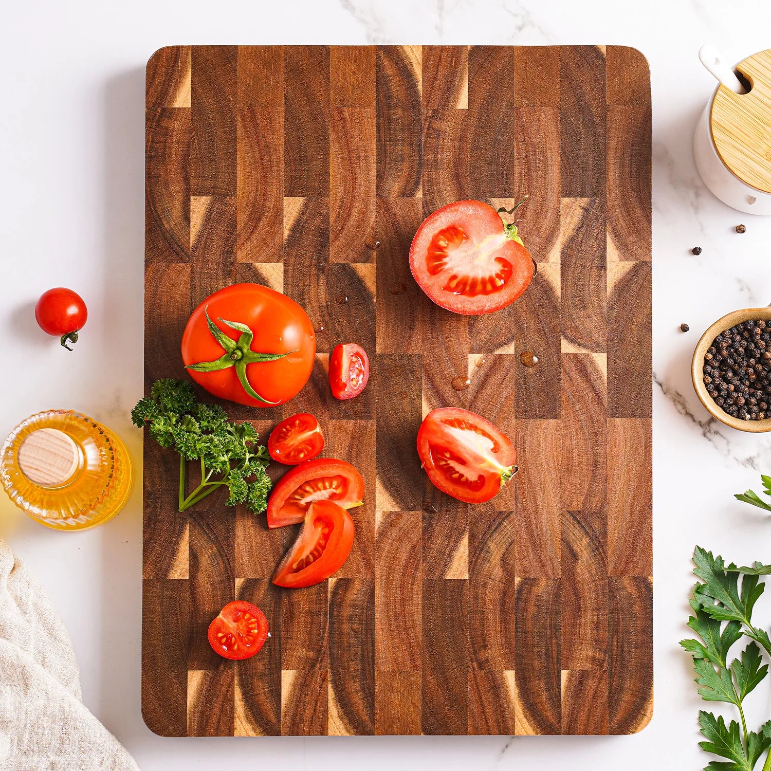 Acacia Wood Cutting Board Cut Bread