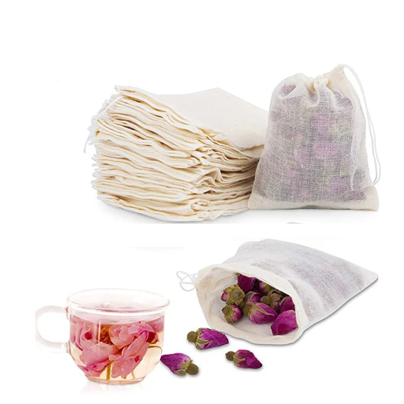 New Cotton Muslin Drawstring Bags for Soap Herbs Tea