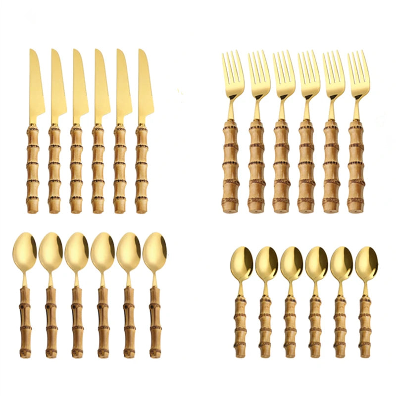 Stainless Steel Bamboo Cutlery Set