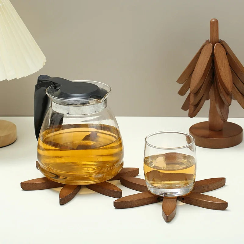 Artisanal Wooden Coasters Trivets Set
