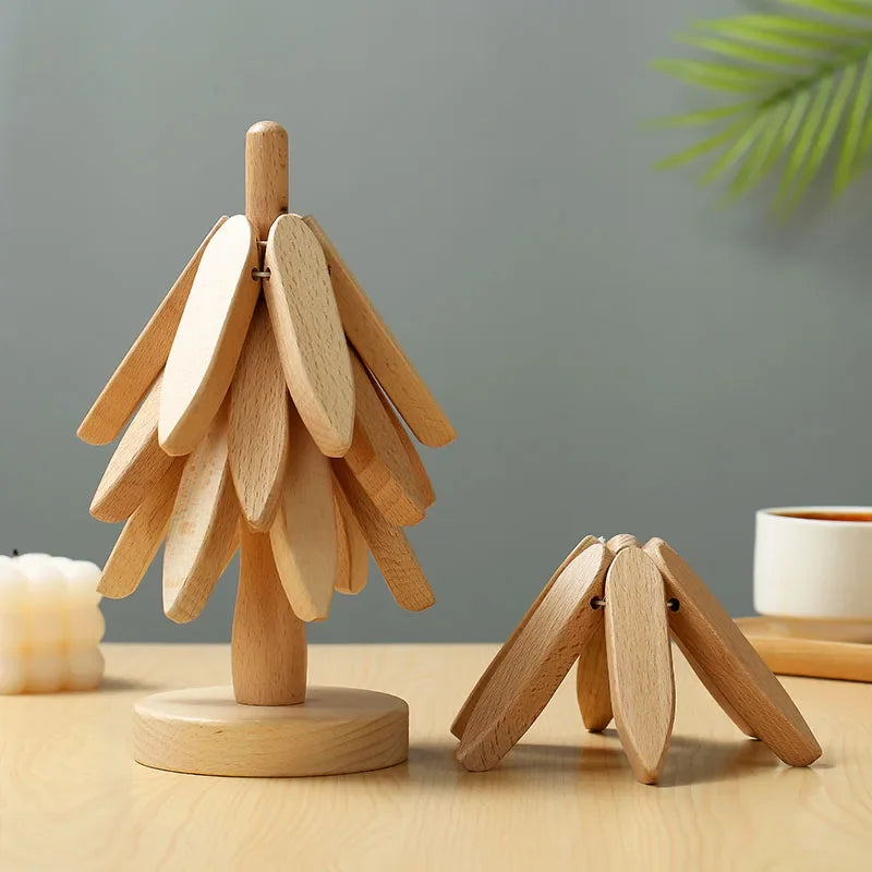 Artisanal Wooden Coasters Trivets Set