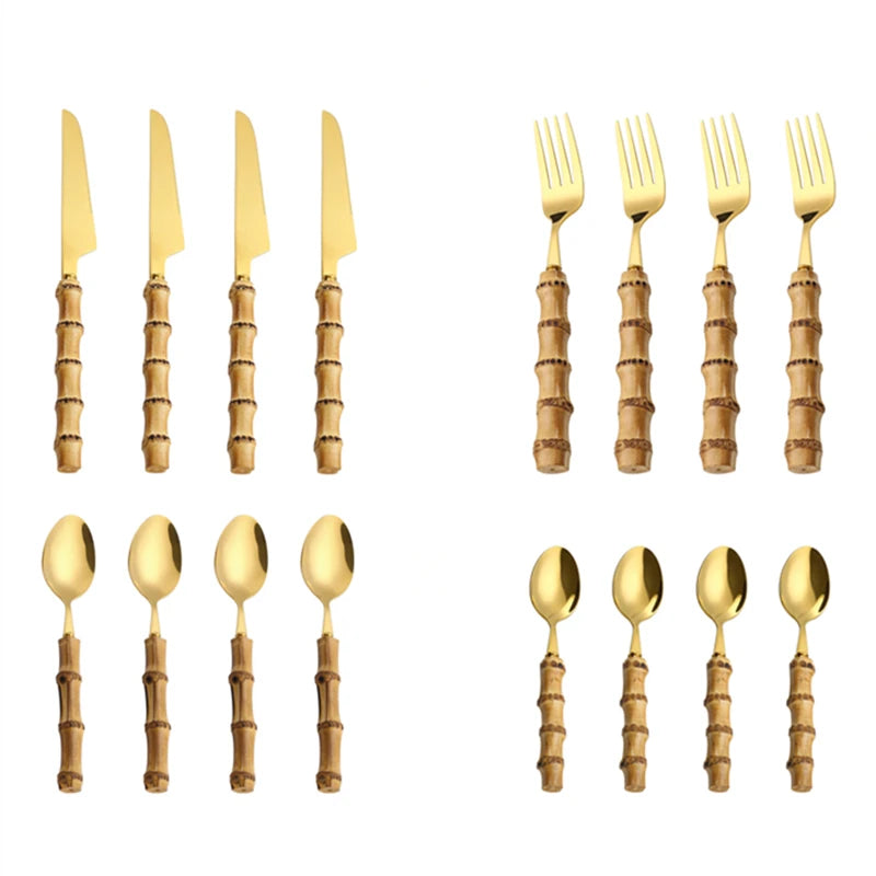 Stainless Steel Bamboo Cutlery Set