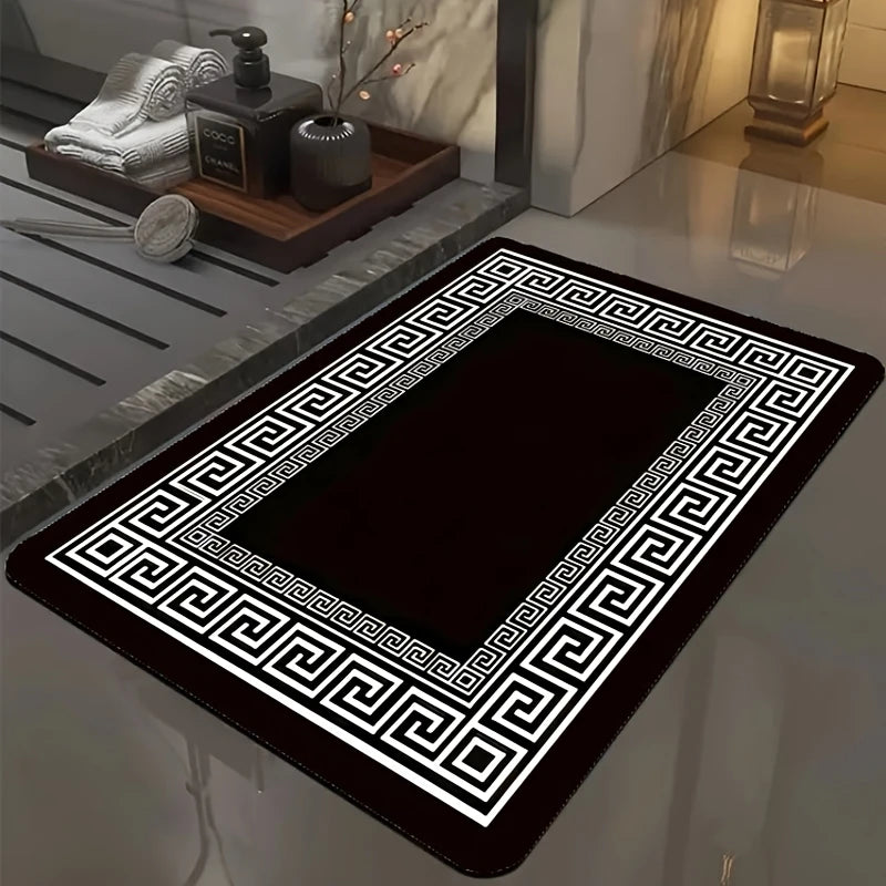 Meander Pattern Crystal Velvet Rug