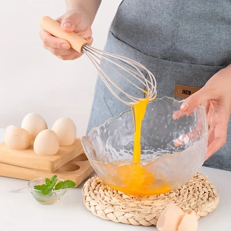 Multi-color Silicone Wooden Handle spoon Set