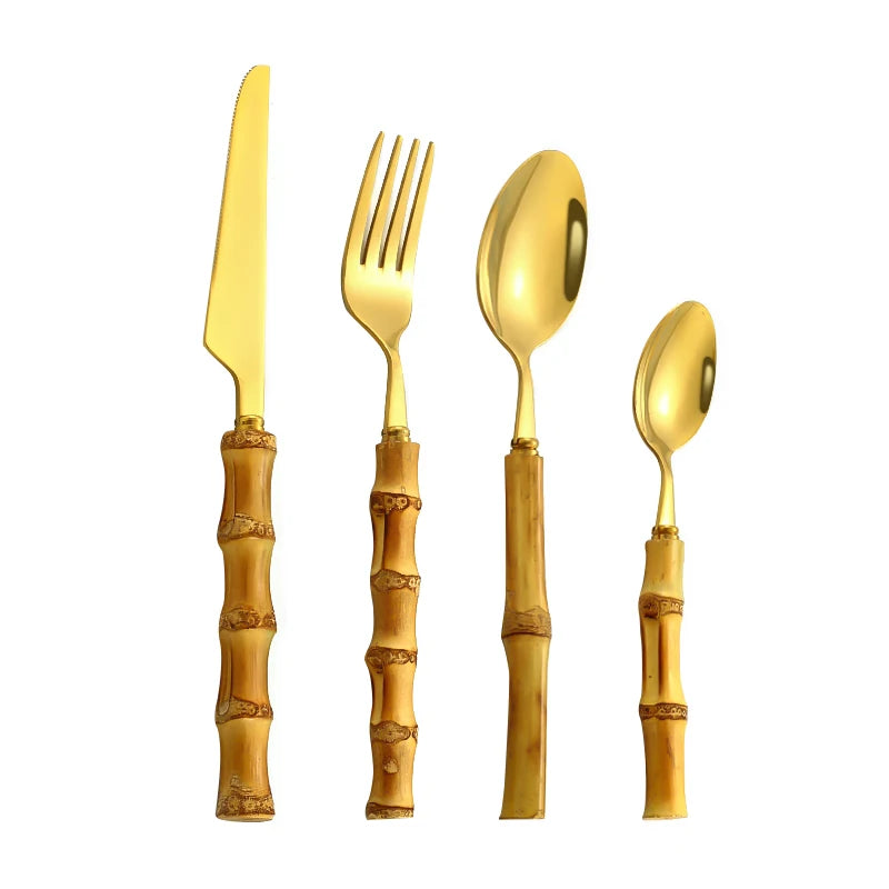 Stainless Steel Bamboo Cutlery Set