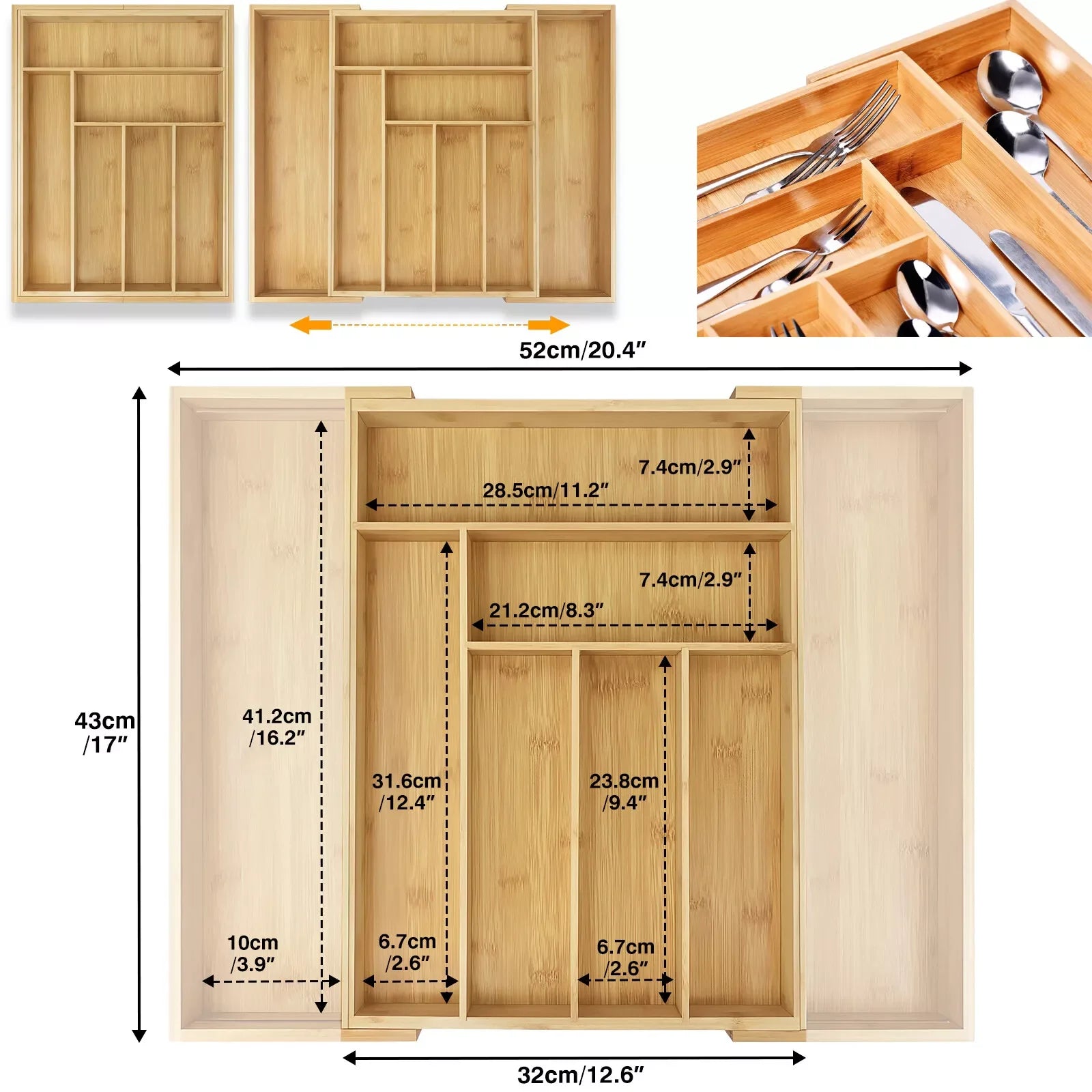 Bamboo extendable Kitchen Drawer