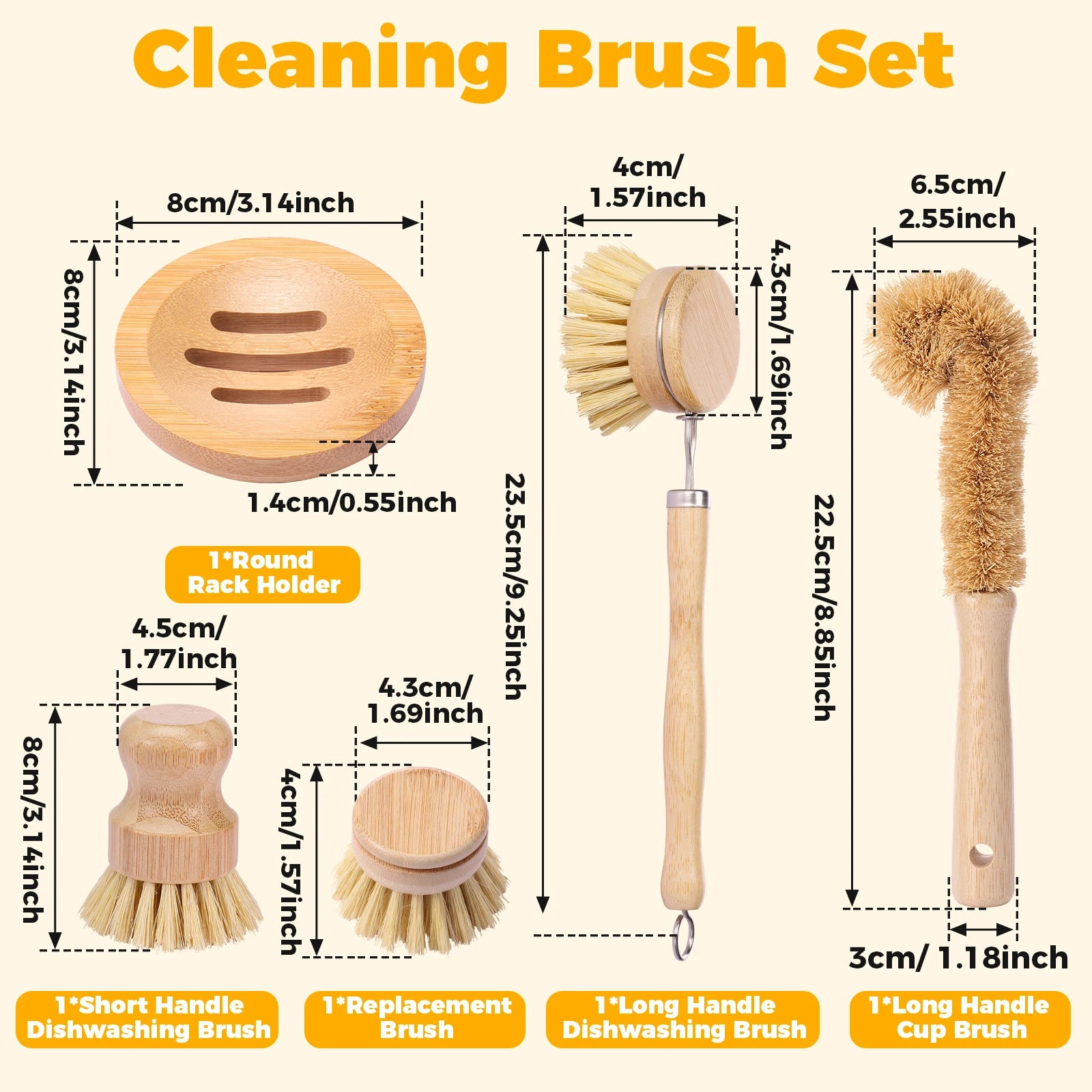 Bamboo Dish Brush Set