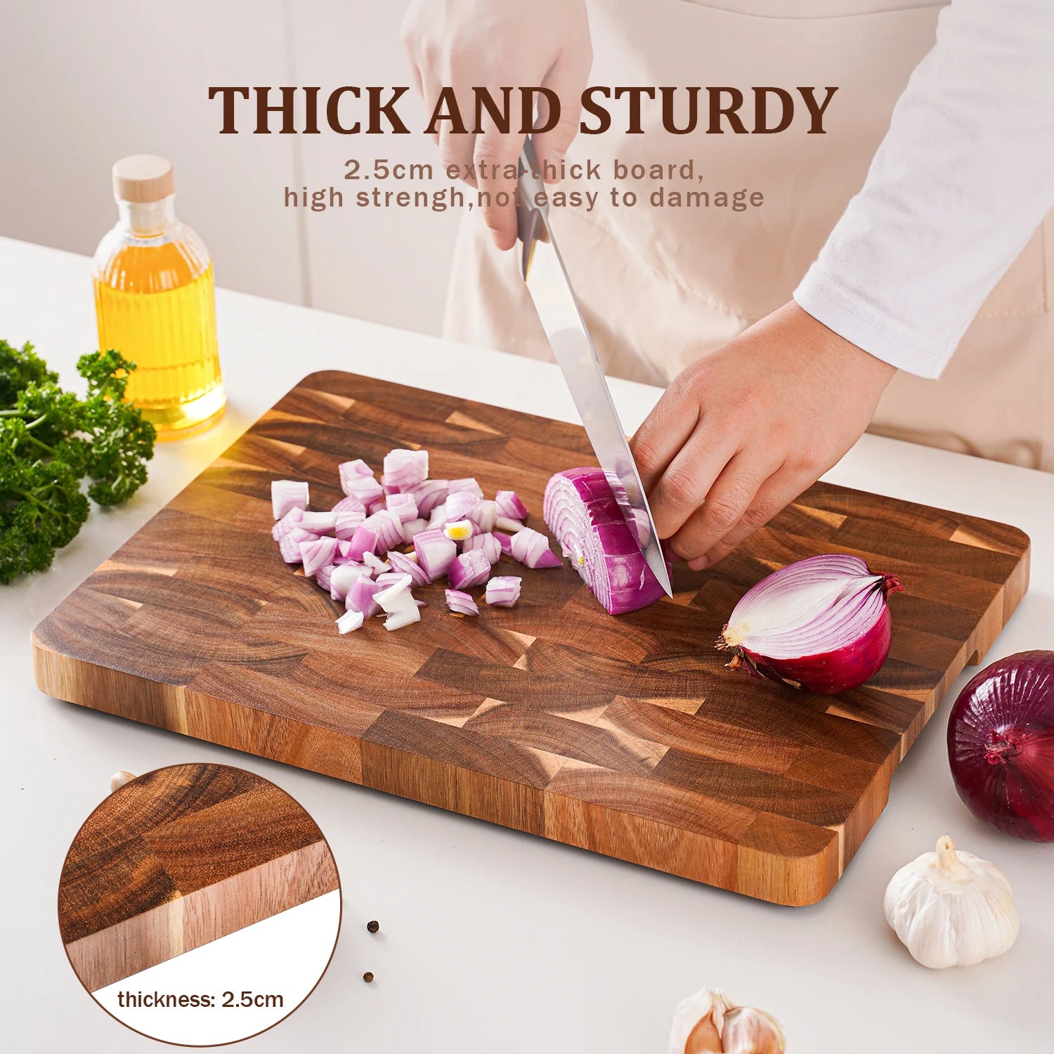 Acacia Wood Cutting Board Cut Bread