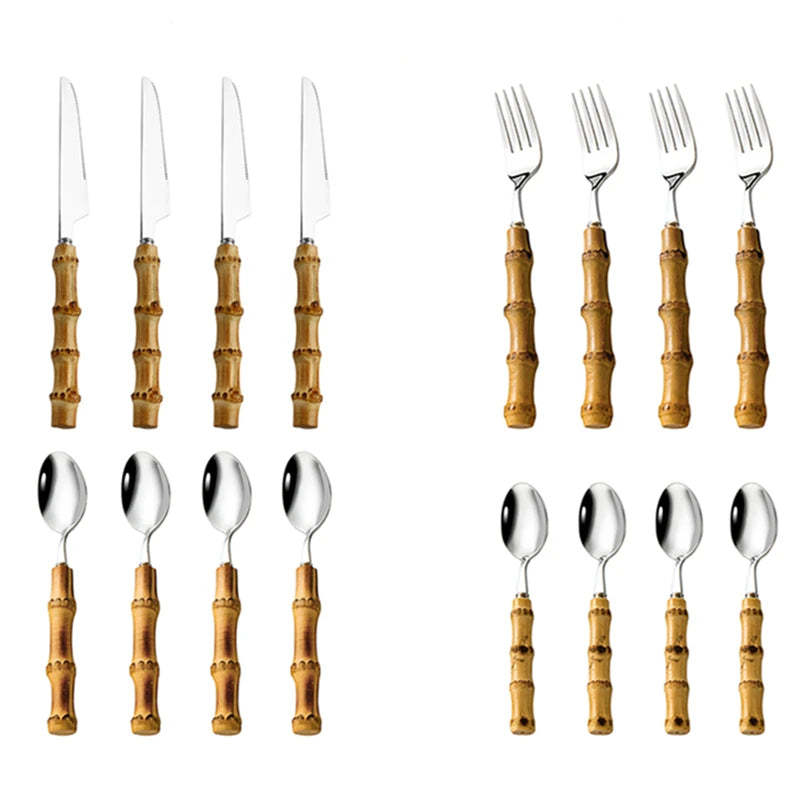Stainless Steel Bamboo Cutlery Set