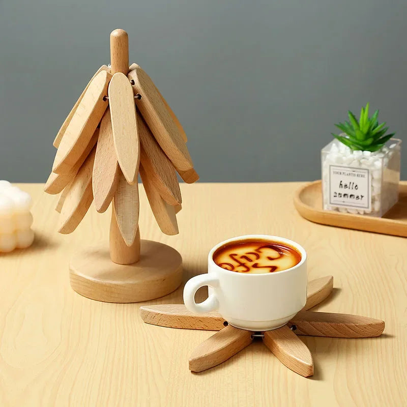 Artisanal Wooden Coasters Trivets Set