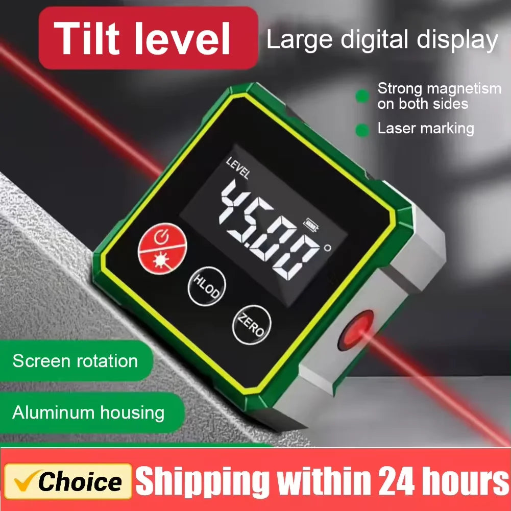 4-Side Magnetic Digital Angle Gauge with Laser