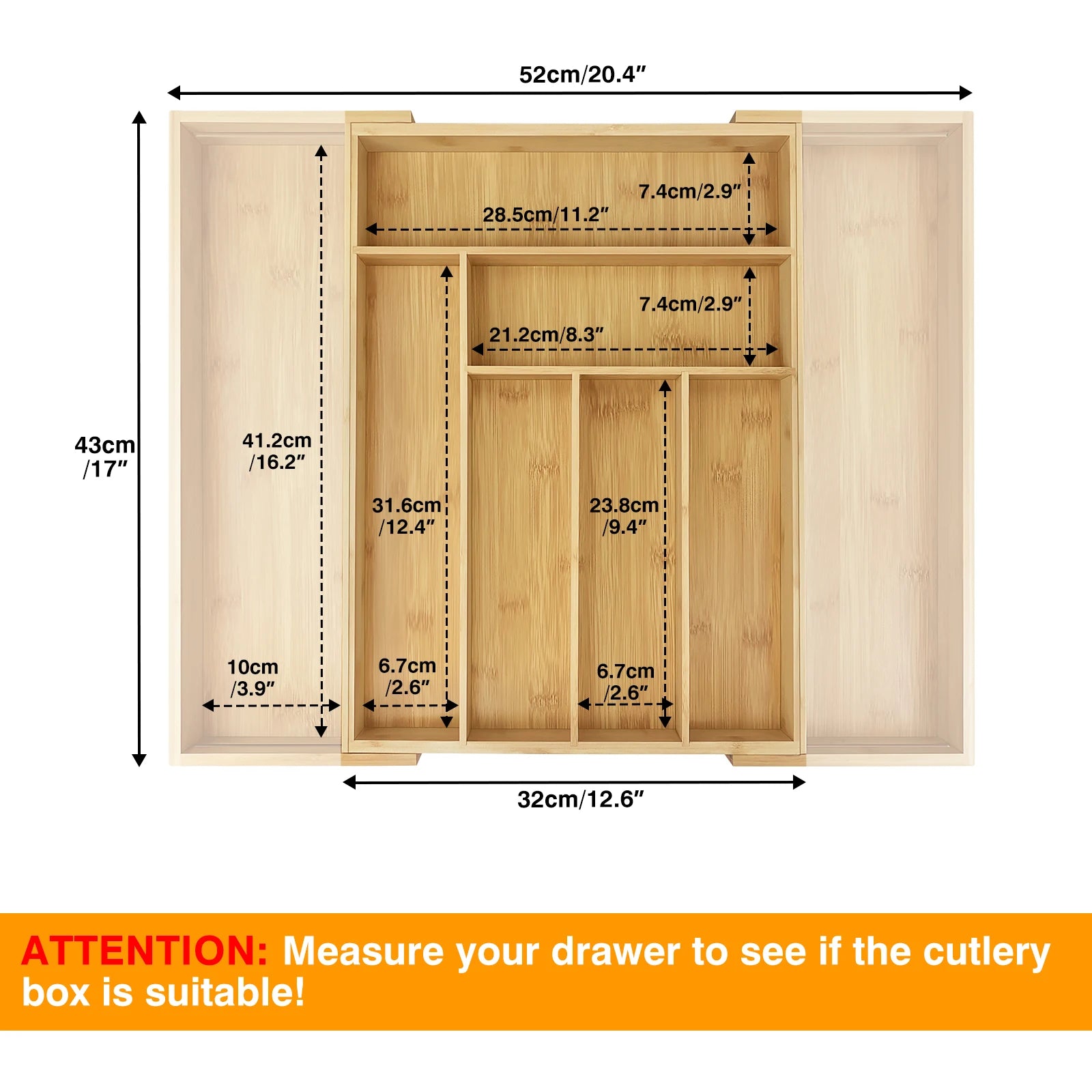 Bamboo extendable Kitchen Drawer