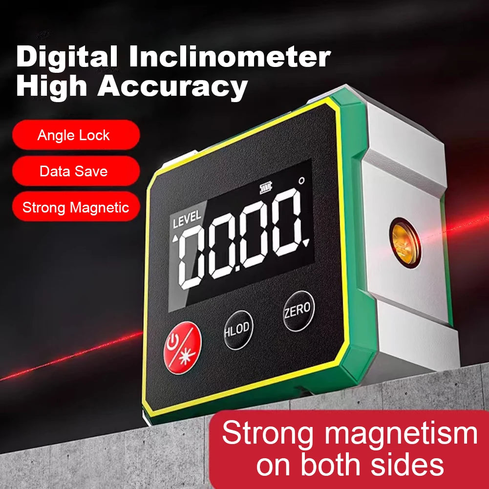 4-Side Magnetic Digital Angle Gauge with Laser