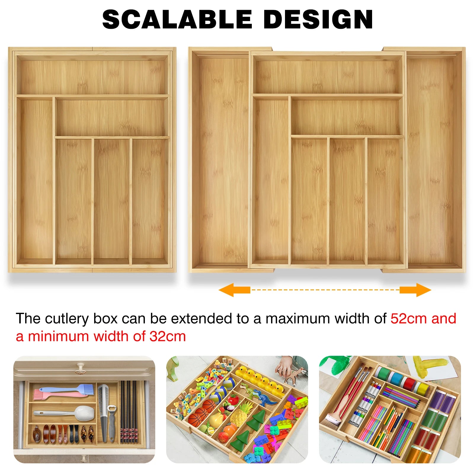 Bamboo extendable Kitchen Drawer