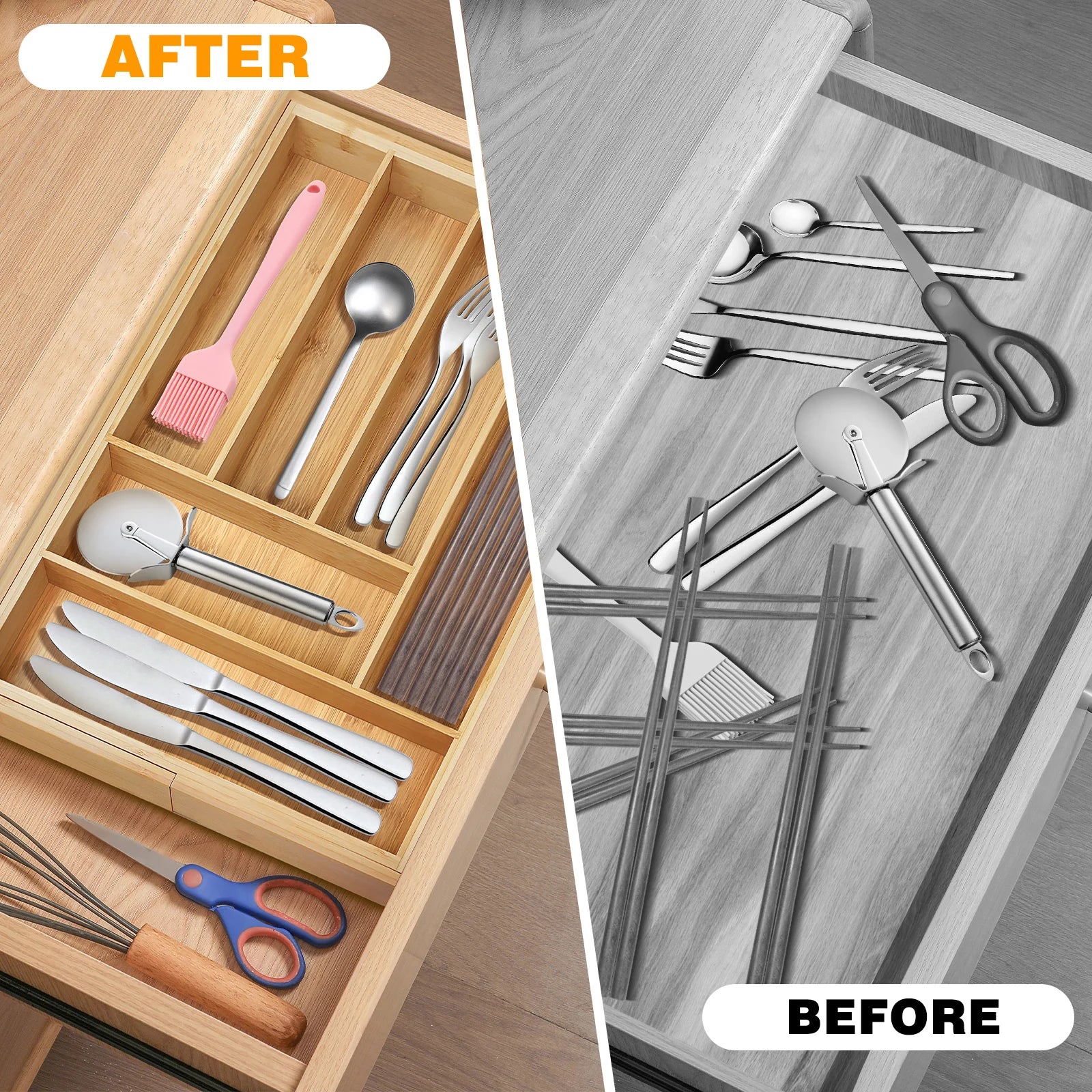 Bamboo extendable Kitchen Drawer