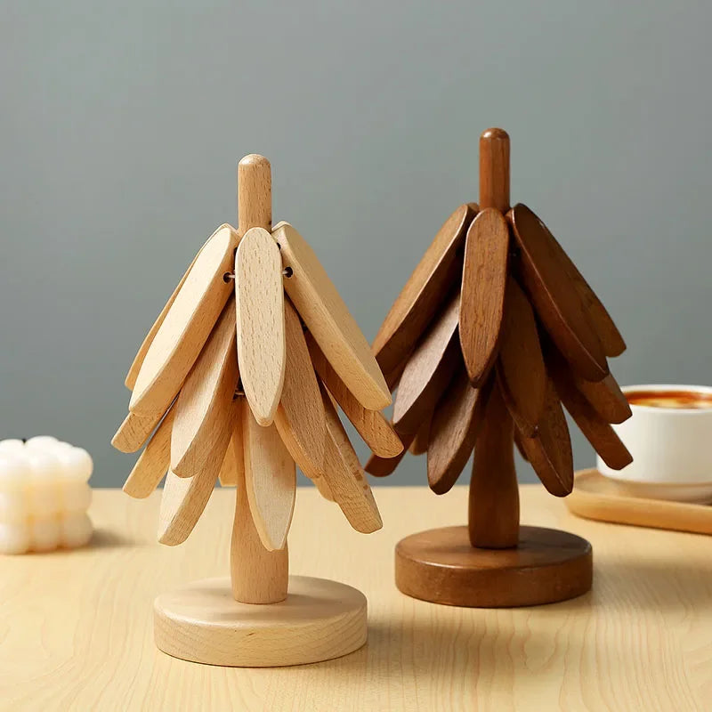 Artisanal Wooden Coasters Trivets Set