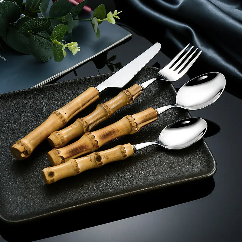 Stainless Steel Bamboo Cutlery Set