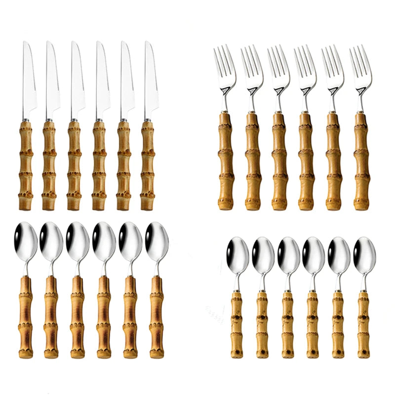 Stainless Steel Bamboo Cutlery Set