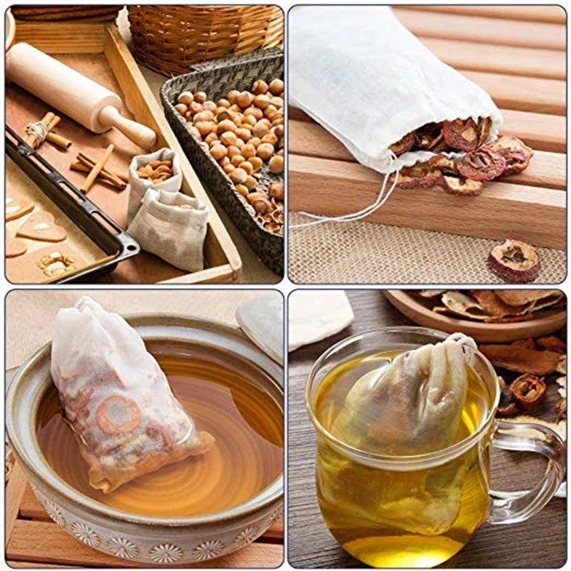 New Cotton Muslin Drawstring Bags for Soap Herbs Tea