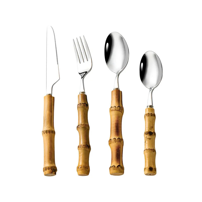 Stainless Steel Bamboo Cutlery Set